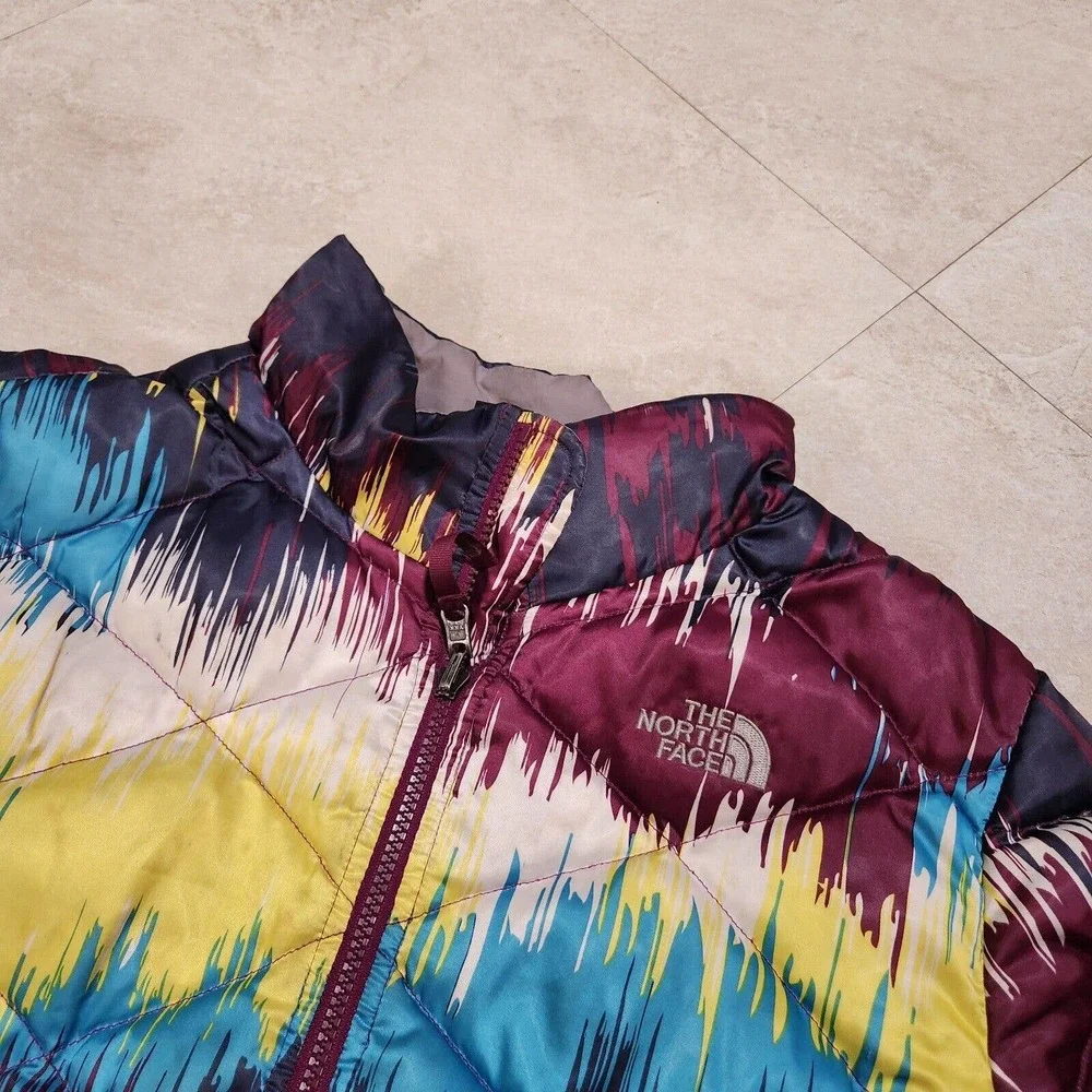 The North‎ Face Girls XL 18 Paint Splatter Multicolor Puffer 550 Quilted Jacket